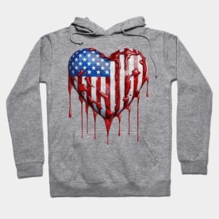 American Flag Dripping Heart #2 Hoodie